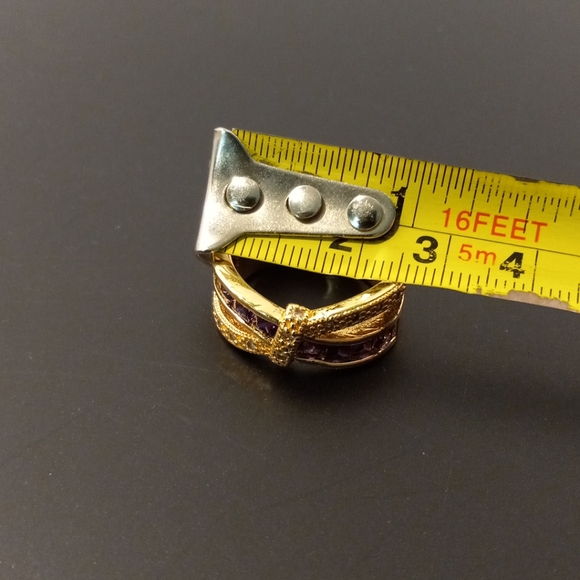 Amethyst with White Zirconia Woman Ring - Picture 6 of 7